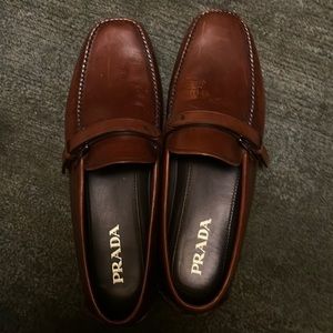 Mens dark brown leather loafers